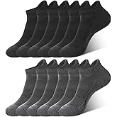 BAMBOO COOL Men's Ankle Socks Athletic Low Cut Cushioned Moisture Wicking, Running Socks Arch Support Breathable, 6 Pack