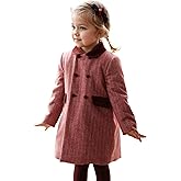 Twoflower Toddler Girl's Double-Breasted Trench Coat with Velvet Collar | Classic Fall & Winter Jacket Dress