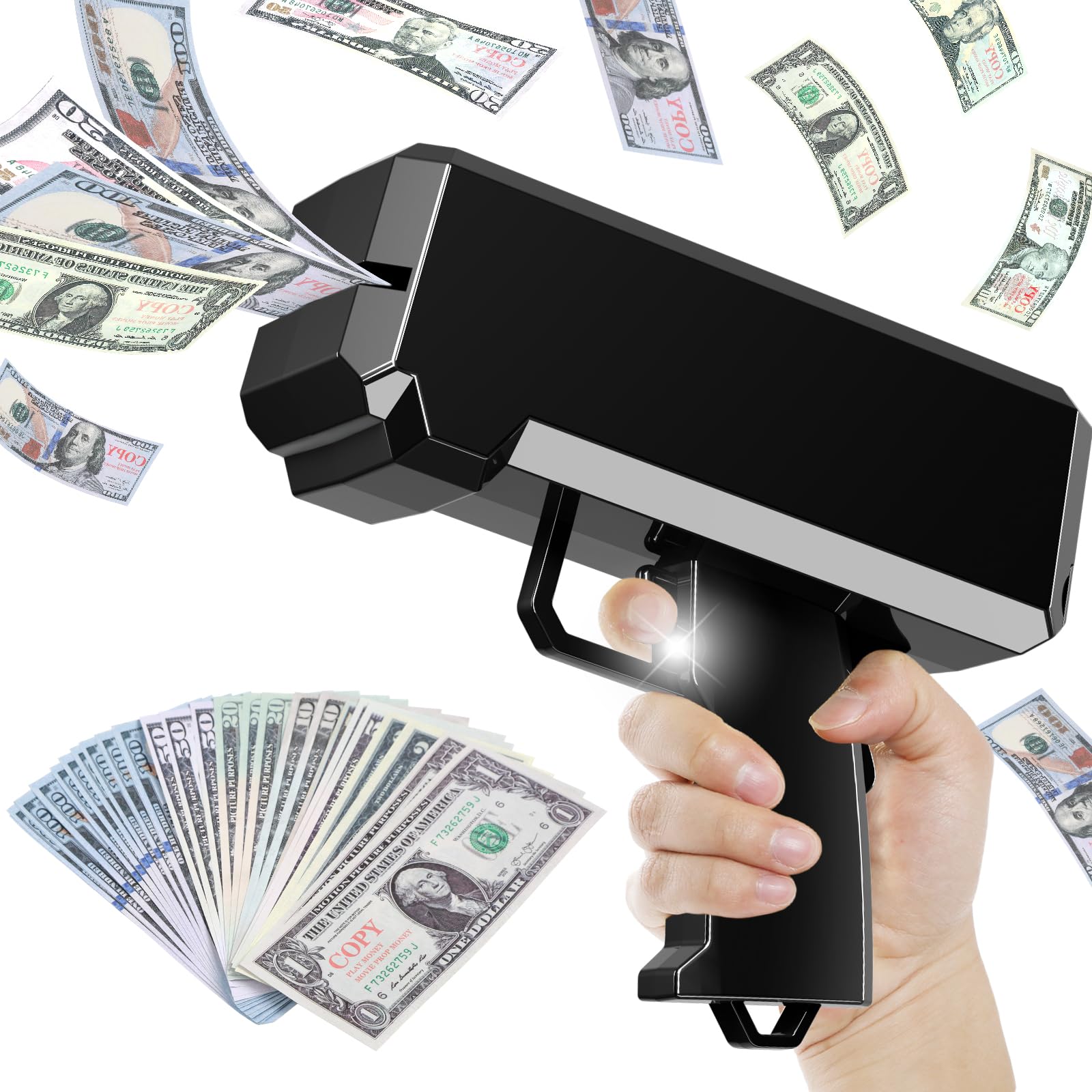 Movie Money Gun - Cash Dispenser Handheld Dispenser, Party, Wedding, Pretend Play, Black