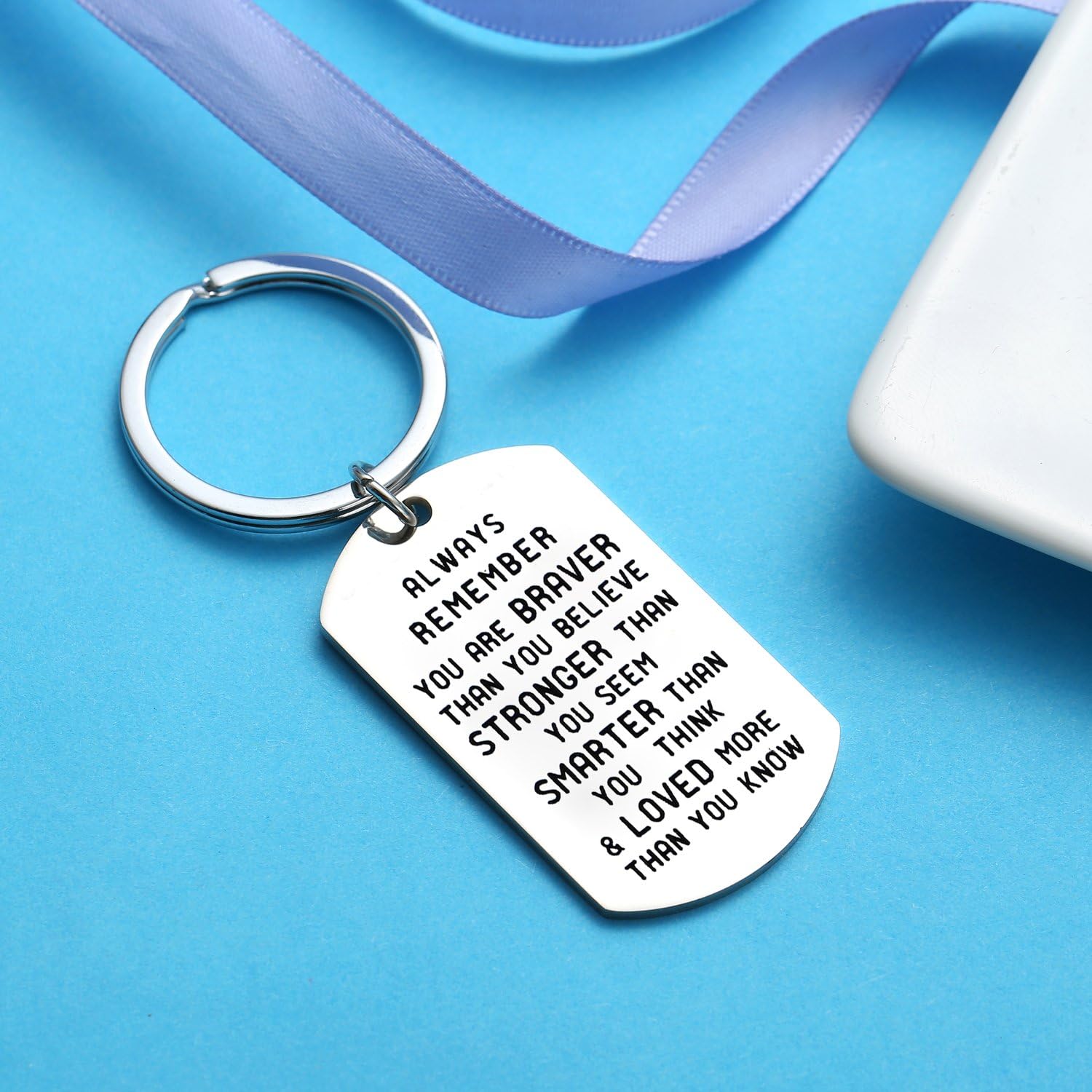Nimteve Inspirational Keyring Gifts For Best Friends Family Women Men Key Chains Key Tag Always Remember You are Braver Stronger Smarter Pendant Keychain Christmas Gifts (Always Remember) - Image 3