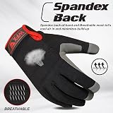 WFX Mens Work Gloves Padded Knuckles Touchscreen Rigger Breathable Red L view 2