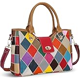 HESHE Genuine Leather Handbags Colorful Purses for Women Crossbody Bag Multi-color Tote Purse Designer Hobo Shoulder Bag