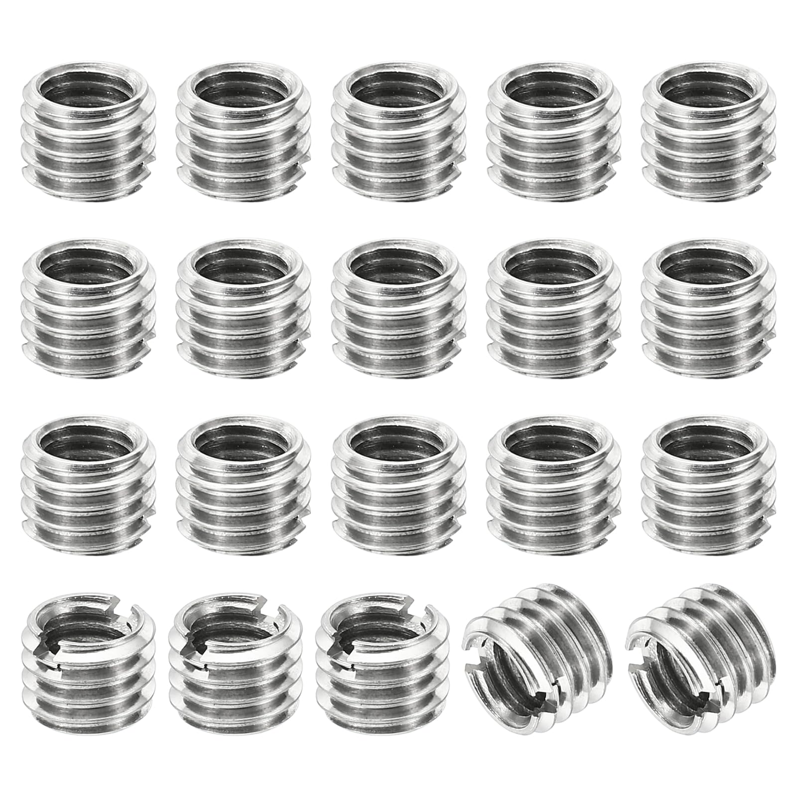 PATIKIL Thread Adapters Sleeve Reducing Nut, 20 Pcs M8x1.25 Male to M6x1 Female Repairing Insert Nut Screw Reducer Stainless Steel Fastener 6mm