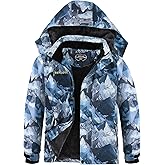 Boy's Ski Jackets Waterproof Winter Coat Fleece Windproof Snowboarding Jacket with Detachable Hood