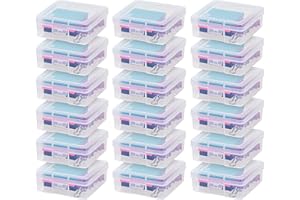 IRIS OHYAMA IRIS USA Pencil Case Boxes, 18-Pack, |Made in USA|, Plastic Bead Organizing Containers with Snap Lid for Arts, Crafts, & Stickers, Clear - Small