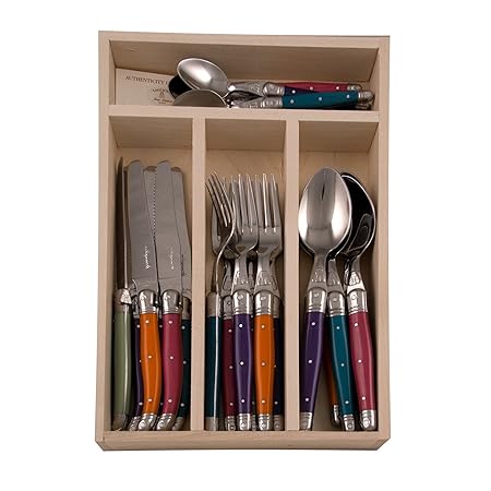 Kom Amsterdam 7154 Tafelbesteck 24-teilig in Besteckkassette Holz laguiole, london mix