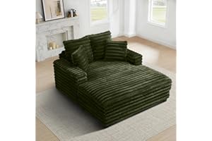 ZRNINR 52.8 Inch Chaise Lounge Chair Indoor, Oversized Upholstered Sofa Bed with Pillows, Deep Seat Sleeper Couch Reading Cha