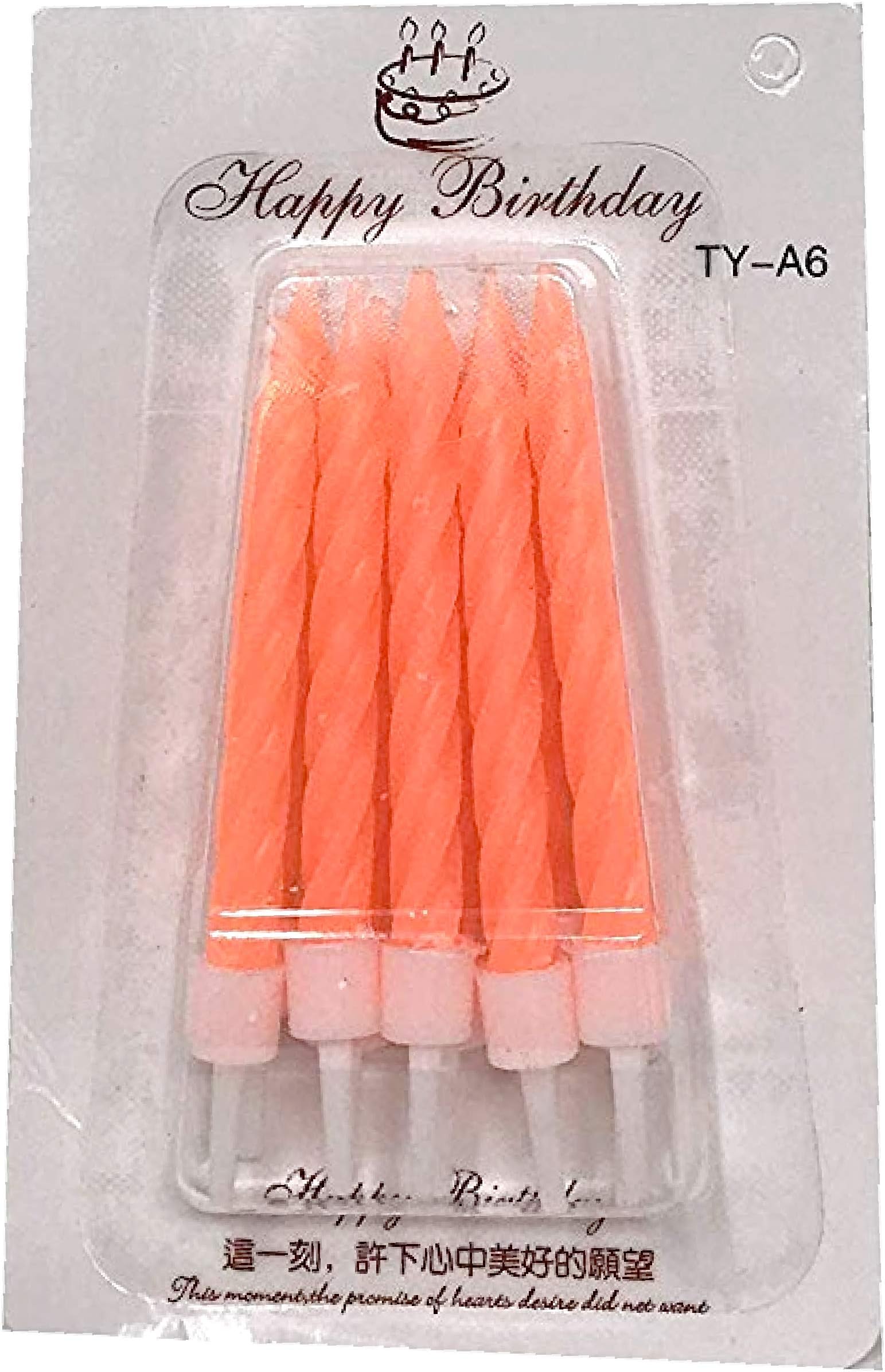 AEX 10 Piece Neon Orange Birthday Cake Candles With Holders