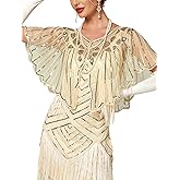 RRYIO Women's 1920s Shawl Wraps,Sequin Flapper Evening Shawls for women Gatsby Accessories for Harlem Night