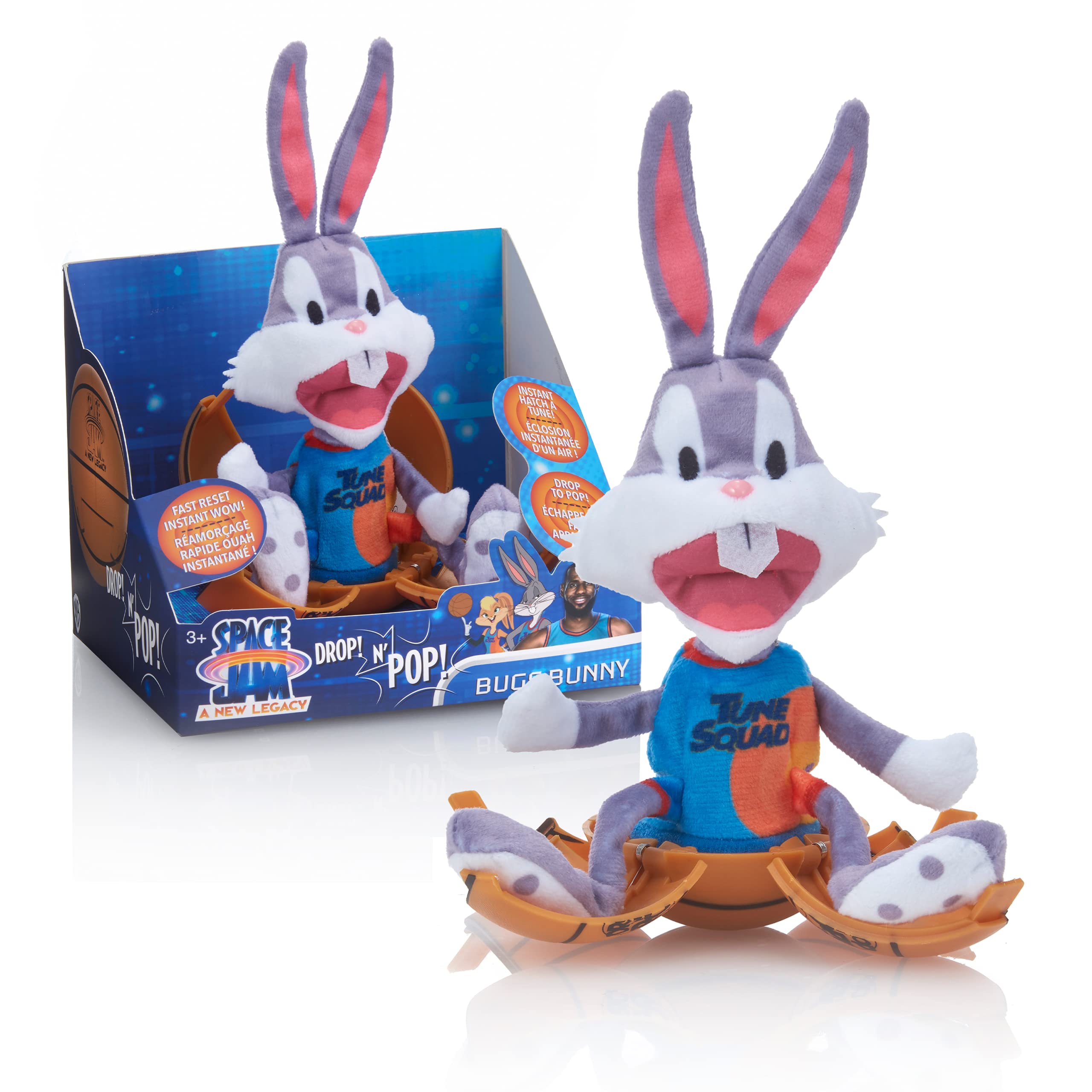 WOW! STUFF Space Jam: A New Legacy Drop 'n Pop Bugs Bunny | Basketball Toy With Pop-up Plush | Official Film Collectables, Toys and Gifts for Boys and Girls, Aged 5+