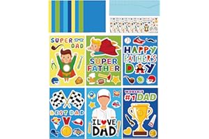 Qyeahkj 30pcs Father's Day Card Making Crafts Kits for Kids, DIY Paper Greeting Card Envelopes Handmade Craft for Daddys Day Girls Boys Home Classroom Indoor Art Game Activities Favors