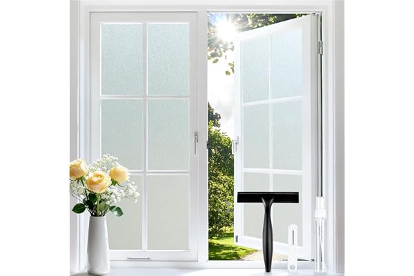 rabbitgoo Window Films for Privacy, Frosted Film with Tools, 44.5x200cm | Sun Blocking Heat Control Anti UV Privacy Film, Sta