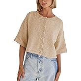 Springrain Cardigan Sweaters for Women Lightweight Knit Cropped Cardigan Button Up Solid Knitwear