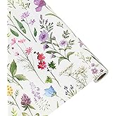 Flowers Wrapping Paper Roll-17 Inches X 32.8 Feet, Mini Roll, Colorful Plaid Design Wrap Paper for Girls Women Grandma, for Birthdays, Bridal Shower, Weddings, Anniversaries, Mother's Day, Floral Design, 1 Roll