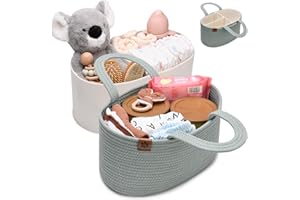 PeraBella Baby Diaper Caddy Organizer for Changing Table, Baby Storage Basket for Diapers and Baby Wipes, Gift for Baby Shower, Car Caddy Organizer, Nursery Diaper Organizer, Portable Diaper Storage