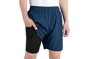 TLAENSON Boys Athletic Shorts with Compression Liner, Kids 2 in 1 Quick Dry Basketball Running Shorts with Pockets