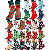 Shinymoon 24 Pairs St. Patrick Socks for Women Men Green & Pink Shamrock Clover Novelty Crew Sock Gifts Irish Day Party