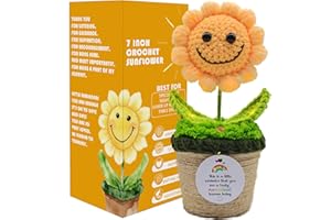 GEE HUT Thank You Appreciation Gifts for Teacher Coworker Friend Sister Mom - Handmade Lighted Positive Sunflower Doll Crochet with Card - This Is A Little Reminder - Birthday Valentine's Day Gifts for Women