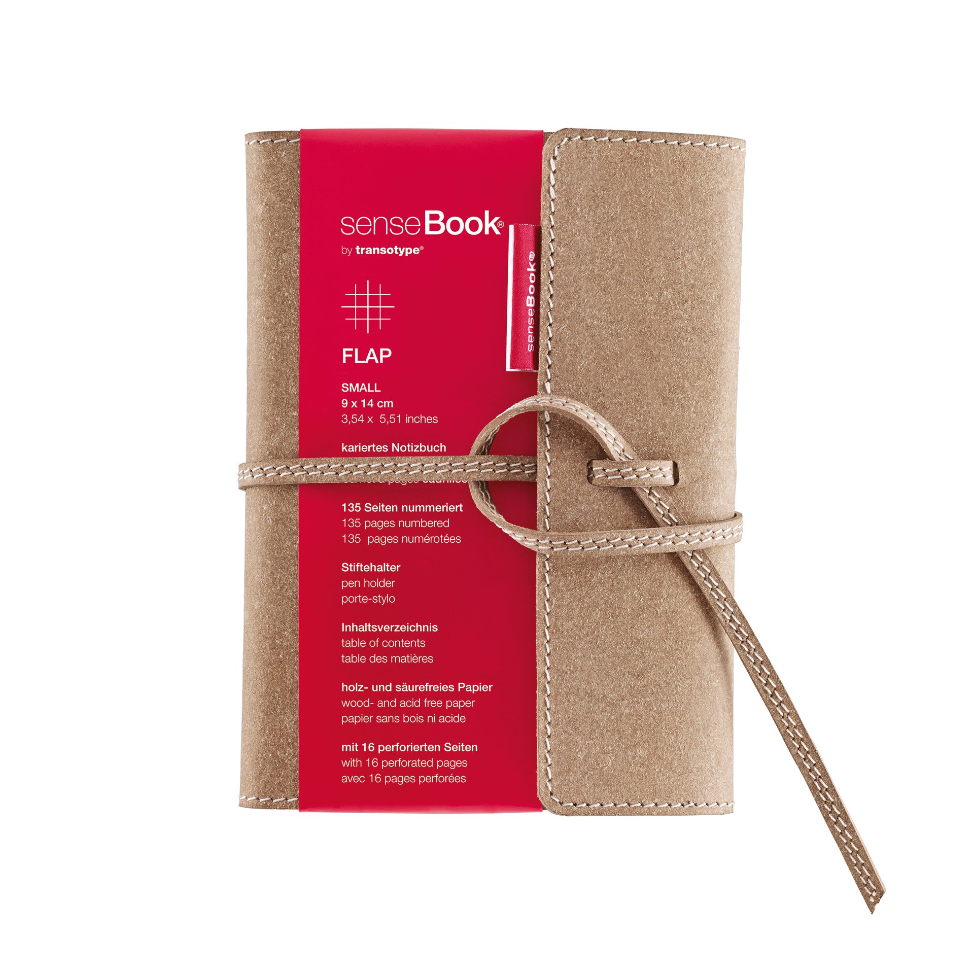Transotype senseBook Small Leather Flap Squared Notebook
