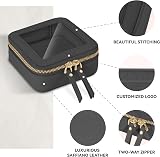 Prite Small Clear Makeup Bag with Gift Box Black Dual Zippers Waterproof PU view 4