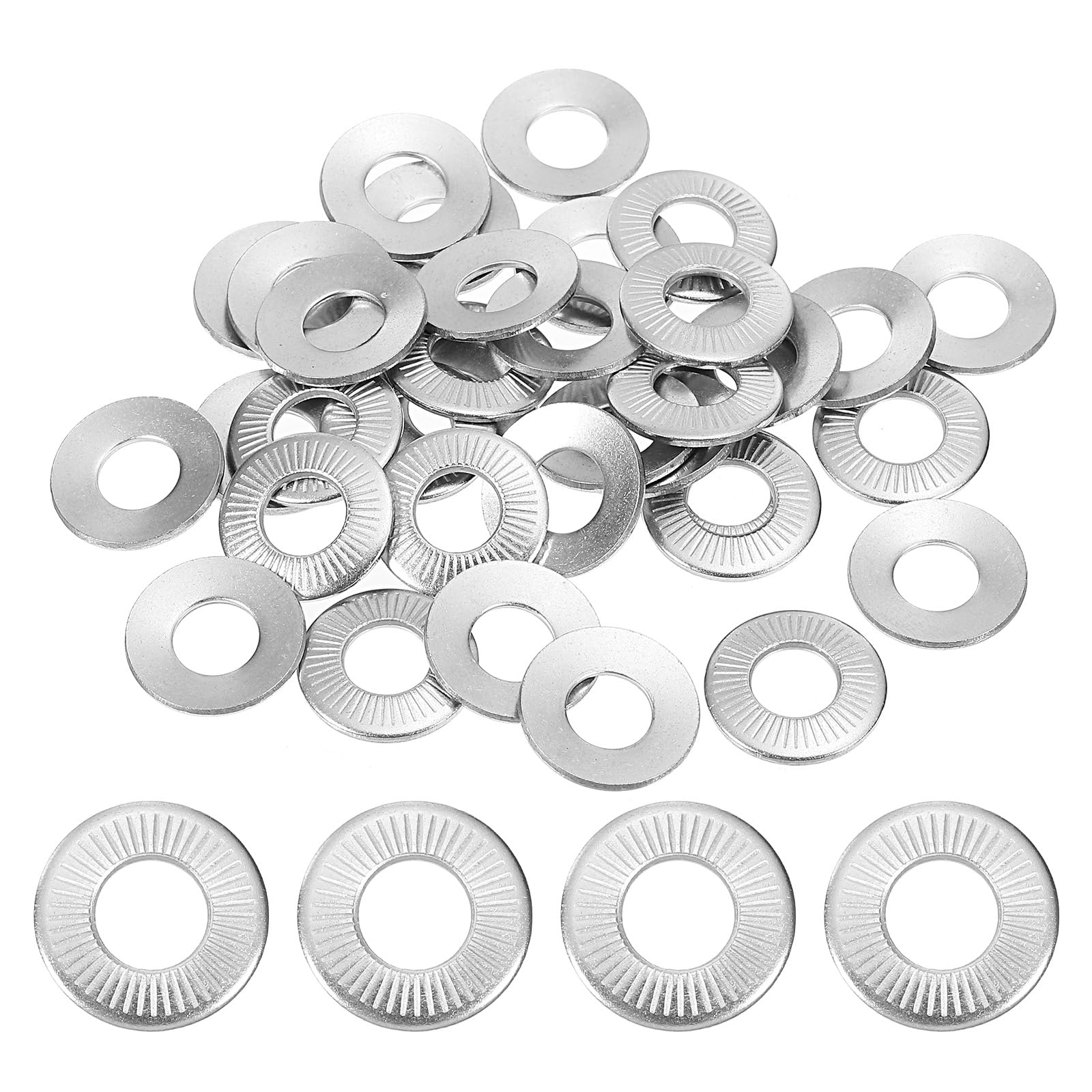 PATIKIL 304 Stainless Steel Flat Washers, 80 Pack M8x18mm Belleville Spring Disc Washer Conical Knurled Metric Gasket for Automotive Industrial Construction