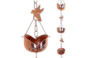 Rain Chains by JASINC Fortune Cookie Rain Chain, Copper Plated, with Rust Proof Coating, 8.5 Feet Length, to Replace Gutter Downspout, JAS8001CP