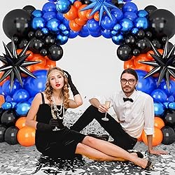 Black Orange Blue Balloon Arch Kit,Royal Blue Black