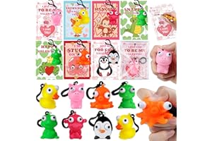 REGTEB 28 Pack Kids Valentines Day Cards with Animal Popping Eyes Keychains Valentines Day Gifts for Kids Classroom School, Valentines for Kids Class Valentines Exchange Cards Gifts Boy Girl Party Favors Toy