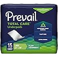 Prevail Incontinence Underpads - Unisex Disposable Underpads for Men & Women - Fluff Absorbent, Clear Bag, 23" X 36", 15 Count Bag