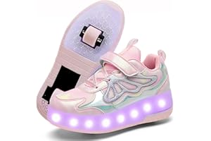 Nsasy Girls Boys Roller Shoes with LED Light Up Wheels Sneakers Kids Roller Skates Shoes for Kids for Children