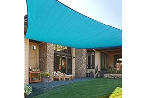 LOVE STORY 6.5' x 10' Rectangle Turquoise Blue Sun Shade Sail Canopy UV Block for Outdoor Patio Garden Backyard