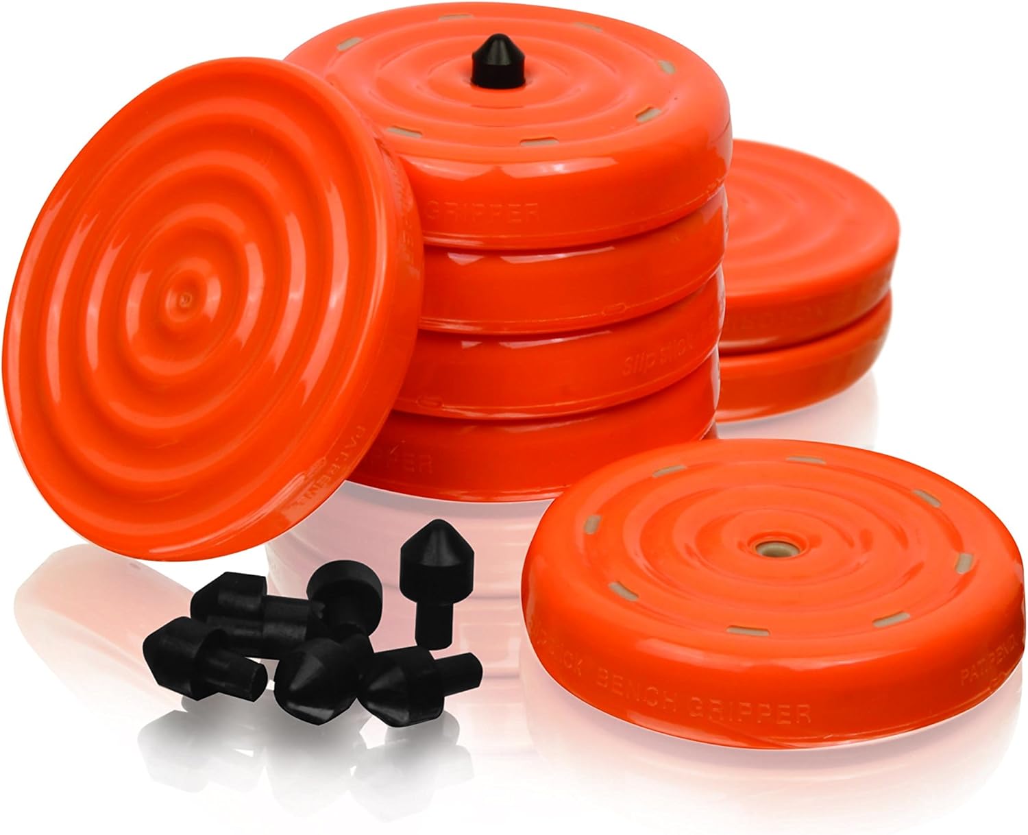 Slipstick CB700 Universal Bench Grippers with Non Slip Grip Surface for Woodworking, Painting, Leveling, Raising, and Supporting (Set of 8) 2-3/4” Round x ½” Tall-Orange, 8 Pack, 8 Count - - 