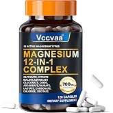 Magnesium Complex 700mg | 12-in-1 High Absorption Supplement | Glycinate, Citrate, Malate, Taurate &amp; More | Sleep Support, Muscle Cramp Relief (120 Count)