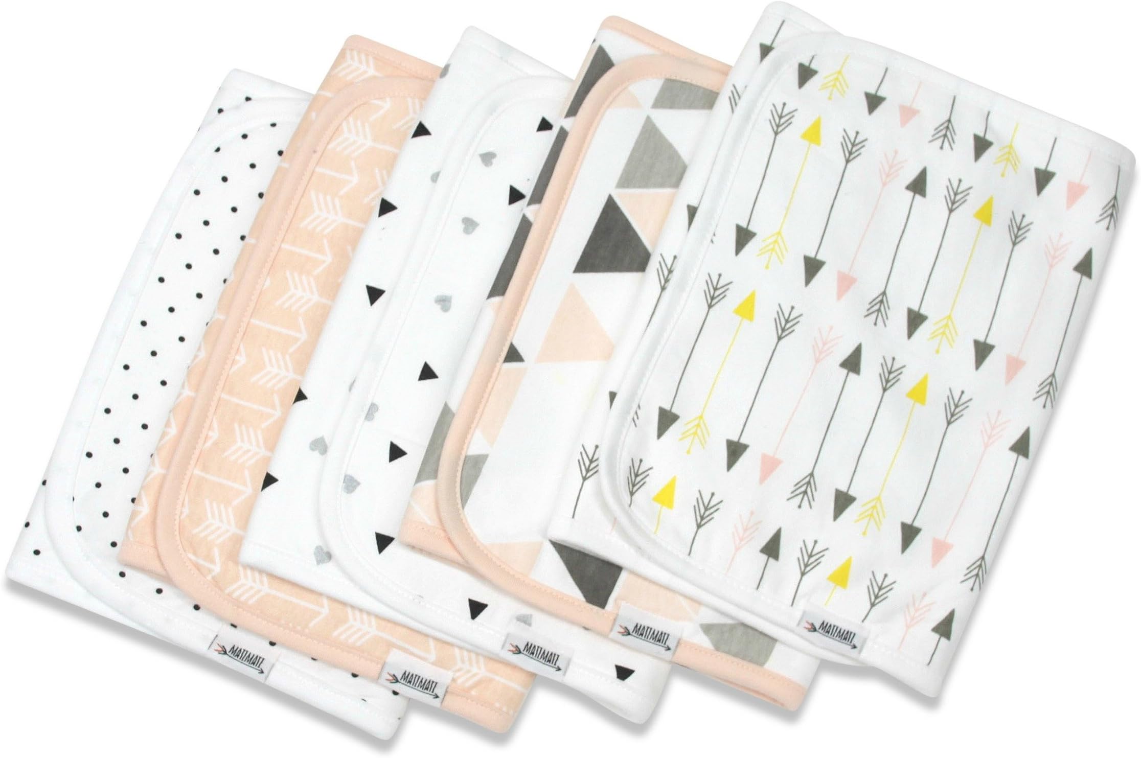 Burp Cloths for Girls by Matimati Baby, Extra Large 21"x10" & Super Absorbent Burp Cloth Set of 5, Keep Baby’s & Parent’s Clothes Dry, Excellent Gift “Blush"