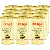Iberia Spanish Manzanilla Olives Stuffed with Anchovies, 5.25 Oz (Pack of 12)