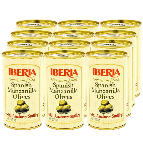 IBERIA SPANISH MANZANILLA OLIVES STUFFED WITH ANCHOVIES, 5.25...
