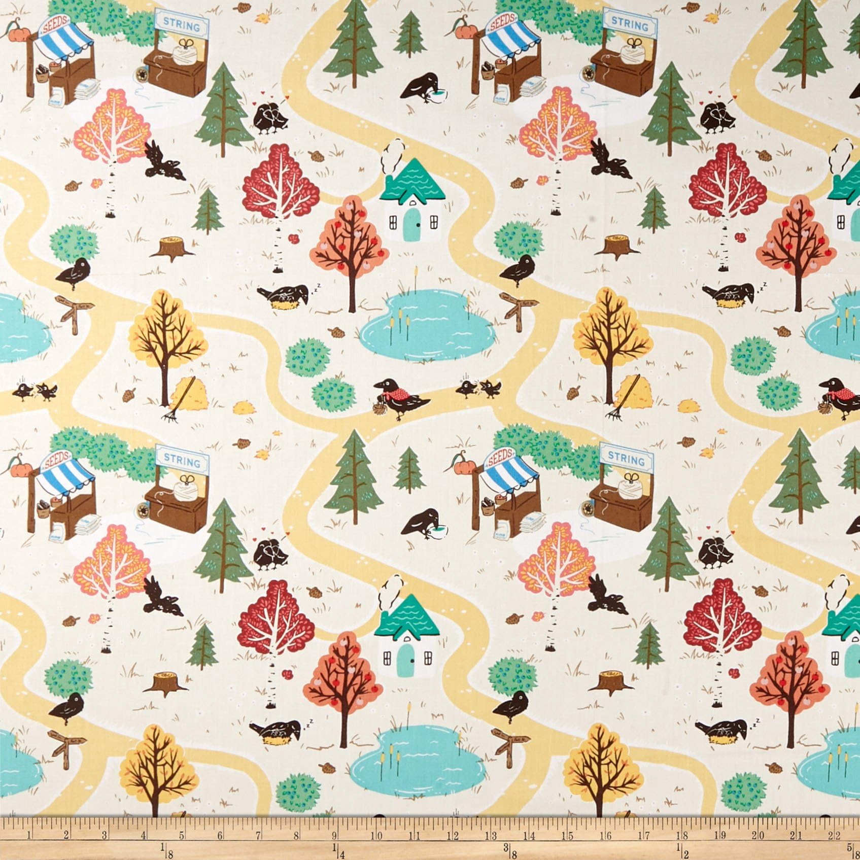 Penny Rose Cream Calico Crow Main Fabric by The Yard