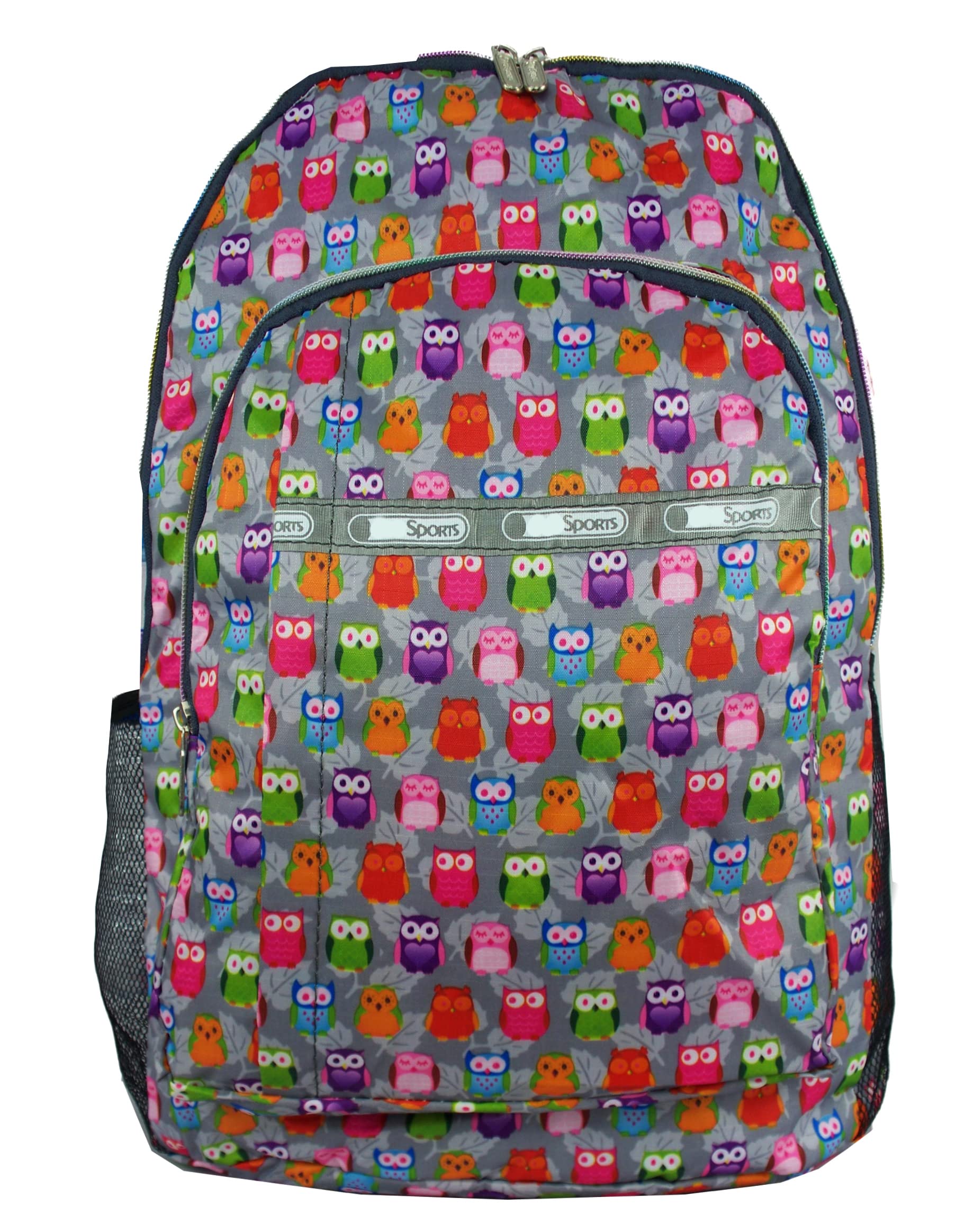 GFM® - Owl Design - Happy Backpack Colourful Bag For School, Gym, Holidays, Beach, Casual Bag - S1-Owls Small Grey - (BKP-6215-MOT-BH)