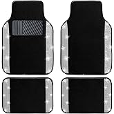 NBTEPEM Bling Car Floor Mats Full Set, Universal Fit Most Cars,SUV, Trucks, 4 pcs Sparkle Glitter Diamond Carpet for Women Girls with Anti-Slip Pad (Silver Diamond)