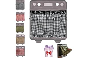 Handmade Oven Skirts, Farmhouse Kitchen Décor, Embroidery Stove Skirt Curtain with Ribbon Ties, Heat-Resistant Fit for Oven D