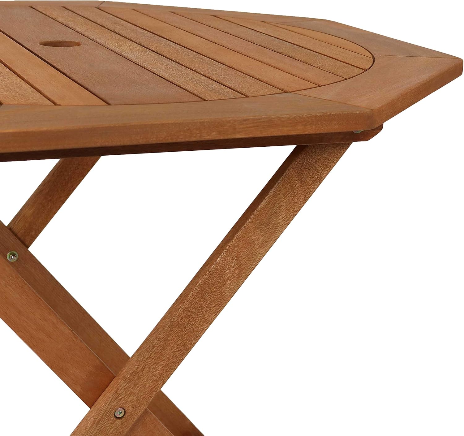 Sunnydaze Meranti Wood Octagon Outdoor Folding Patio Table - Outside Dining Furniture for Deck, Porch, Balcony, Garden, Backyard and Lawn - Teak Oil Finish : Garden & Outdoor