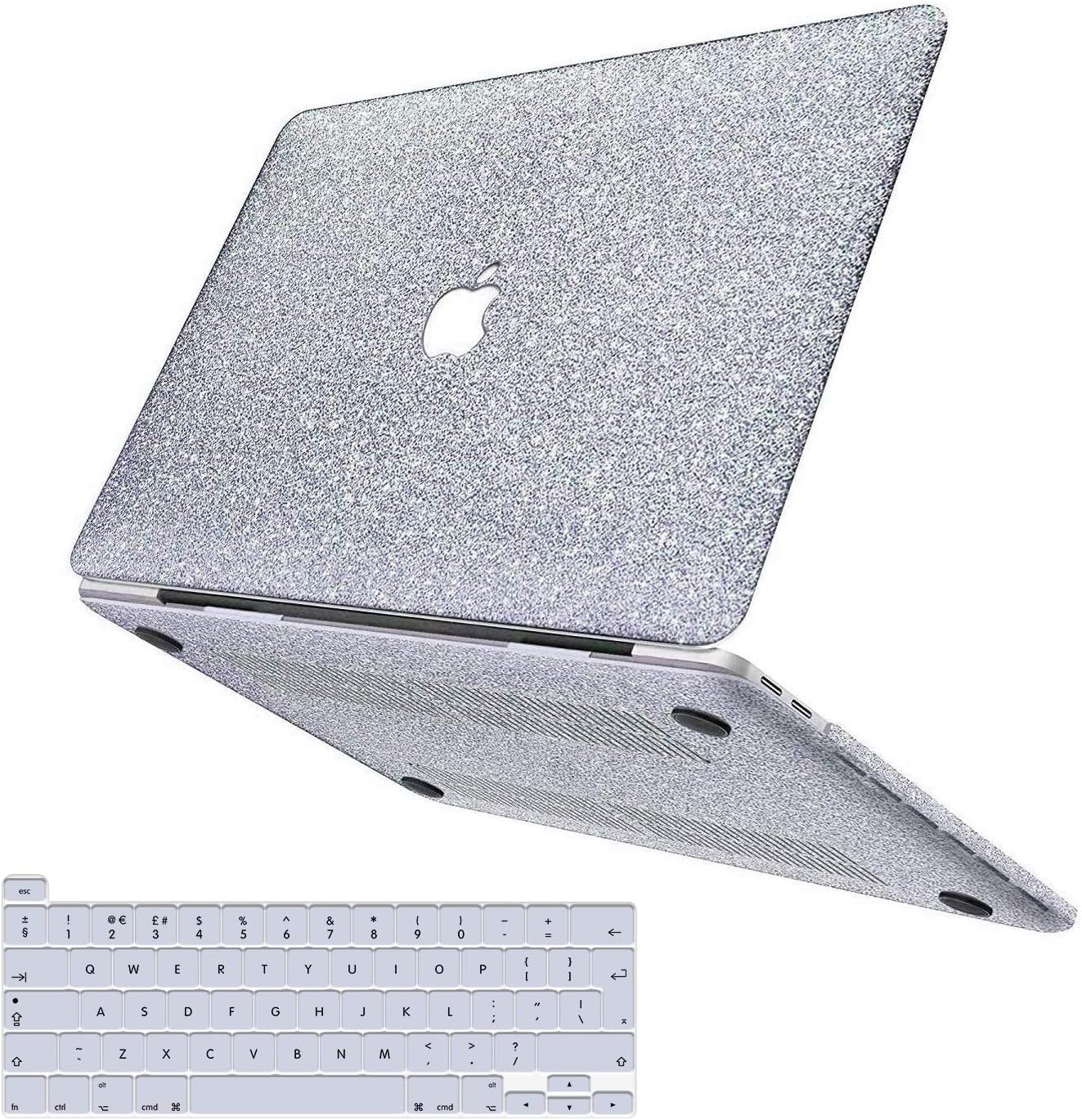 MacBook Pro 16 Inch Case 2019 Release A2141, Anban Glitter Bling Smooth Protective Laptop Shell Slim Snap On Case with Keyboard Cover Compatible for Mac Pro 16 with Touch Bar and Touch ID, Silver