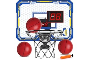 AUGTOY Indoor Basketball Hoops for Kids 5-7 8-12, Over The Door Basketball Hoop with Audio Scoreboard & 3 Balls, Mini Basketball Hoop Basketball Toys Gifts for 5 6 7 8 9 10 11 12 Year Old Boys Girls Birthday