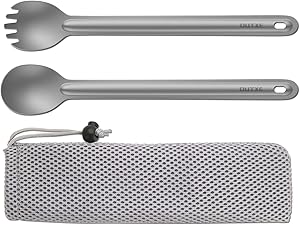 OUTXE Titanium Long Handle Spork and Spoon, 8.7