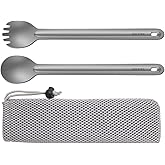 OUTXE Titanium Long Handle Spork and Spoon, 8.7-Inch Soup Spoon, Camping Spork and Spoon, Eco-Friendly Coffee Spoon, Spork an