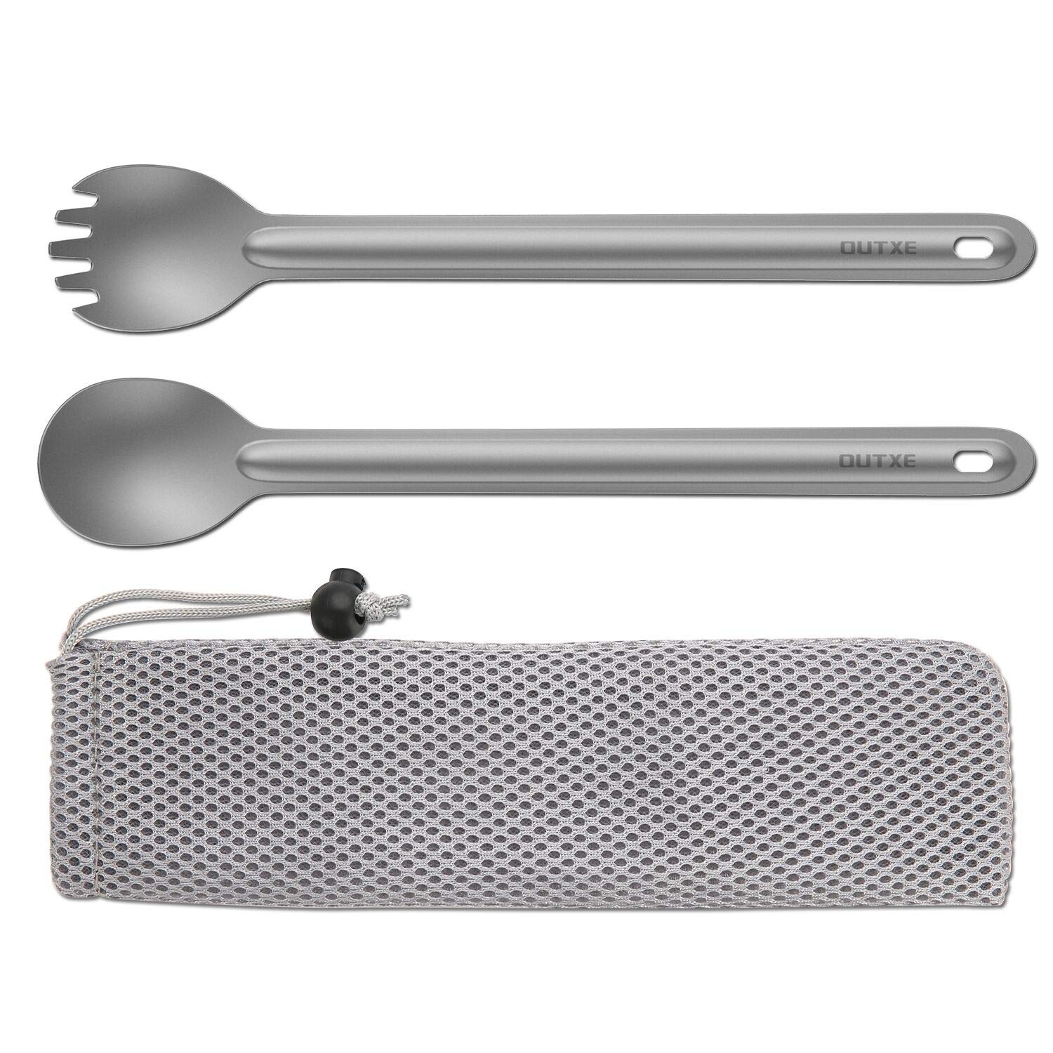 Photo 1 of OUTXE Titanium Long Handle Spork and Spoon, 8.7-Inch Camping Set