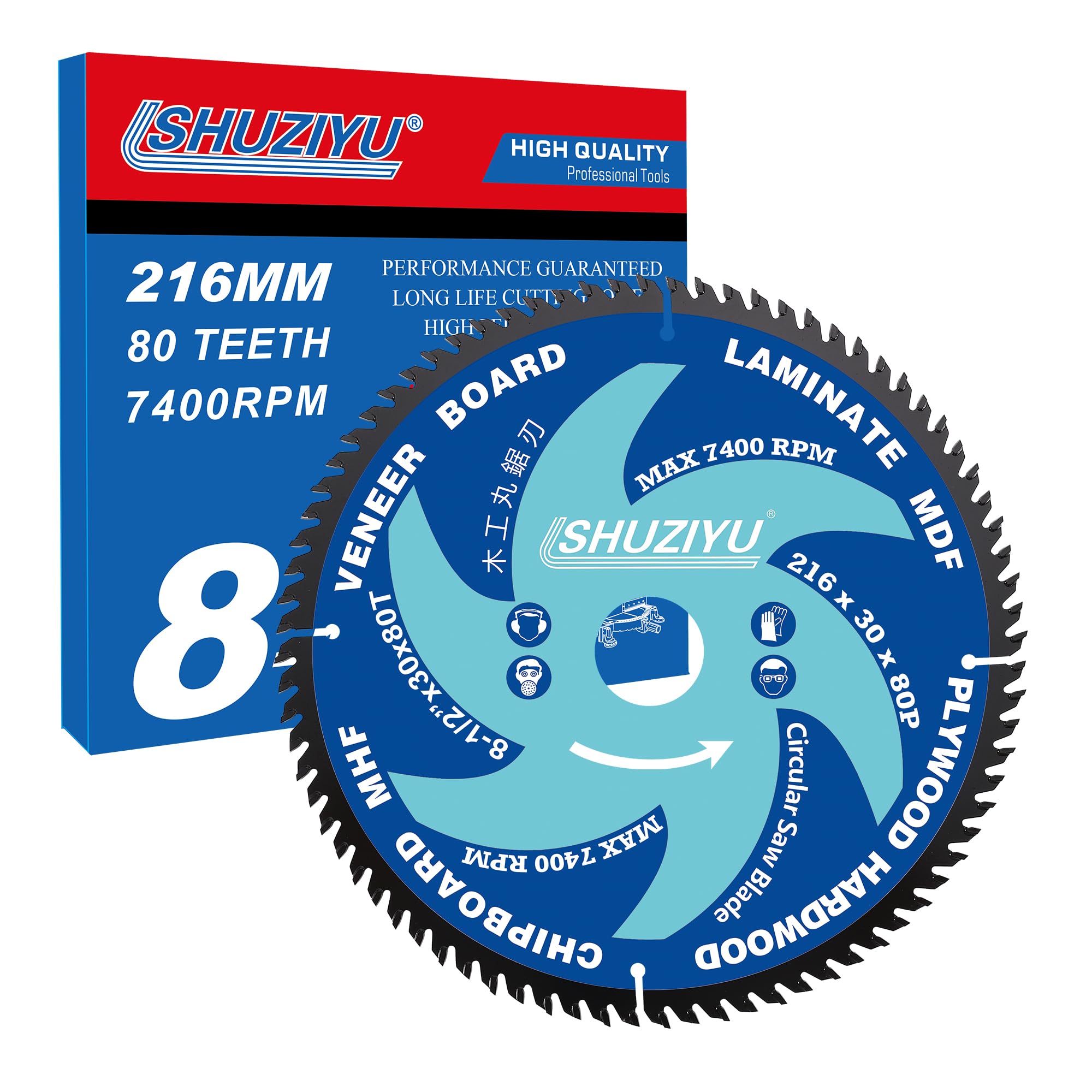 LSHUZIYU. 216mm 80T, Centre hole 30mm with 25.4-22.23-20-15.88mm Washer. Wood Working Circular Saw Blade. Mitre Saw Blade, Table Saw Blade