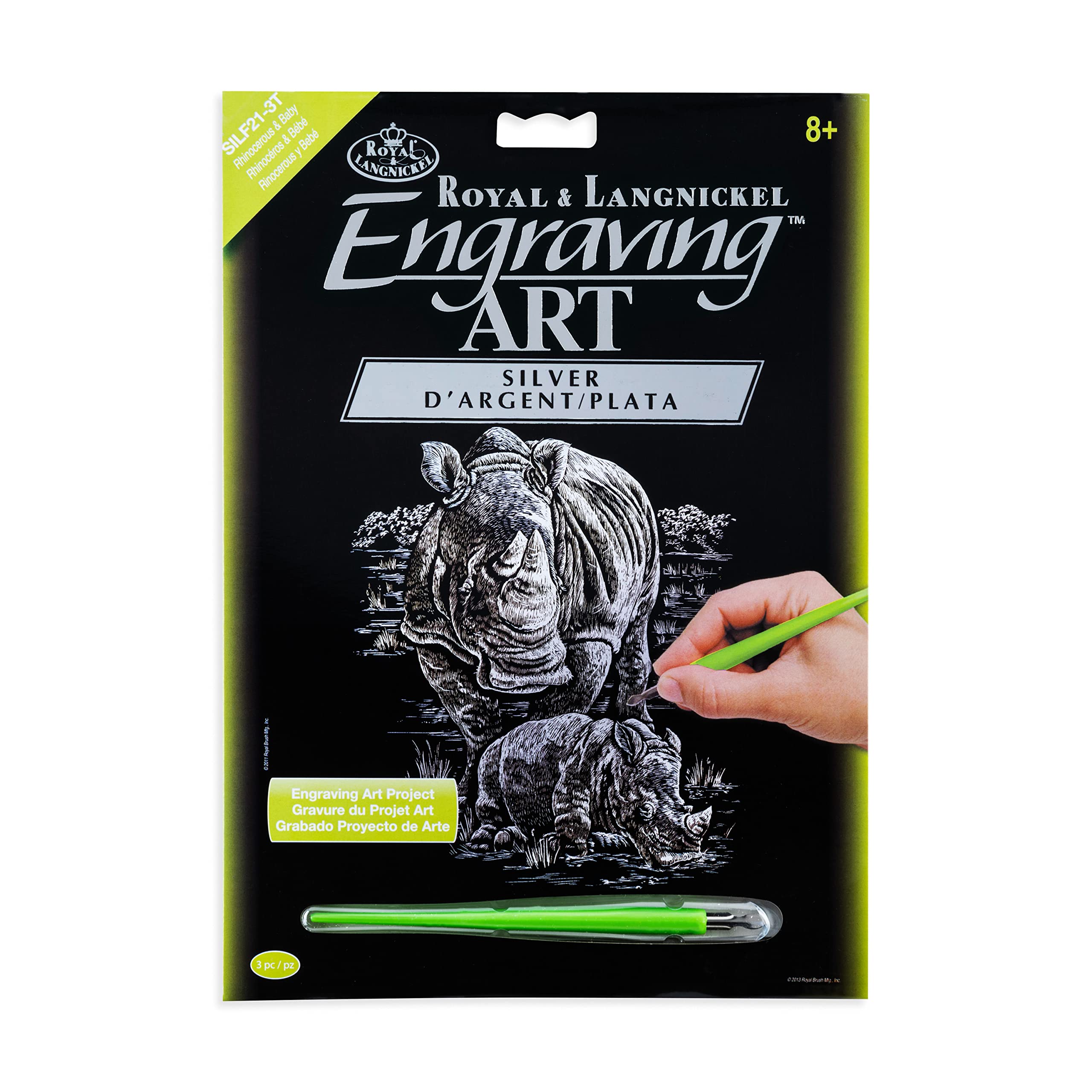 Royal & Langnickel Silver Engraving Art A4 Size Rhinoceros and Baby Designed Painting Set