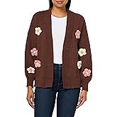 Mud Pie Women's Dianne Flower Icon Cardigan, Brown