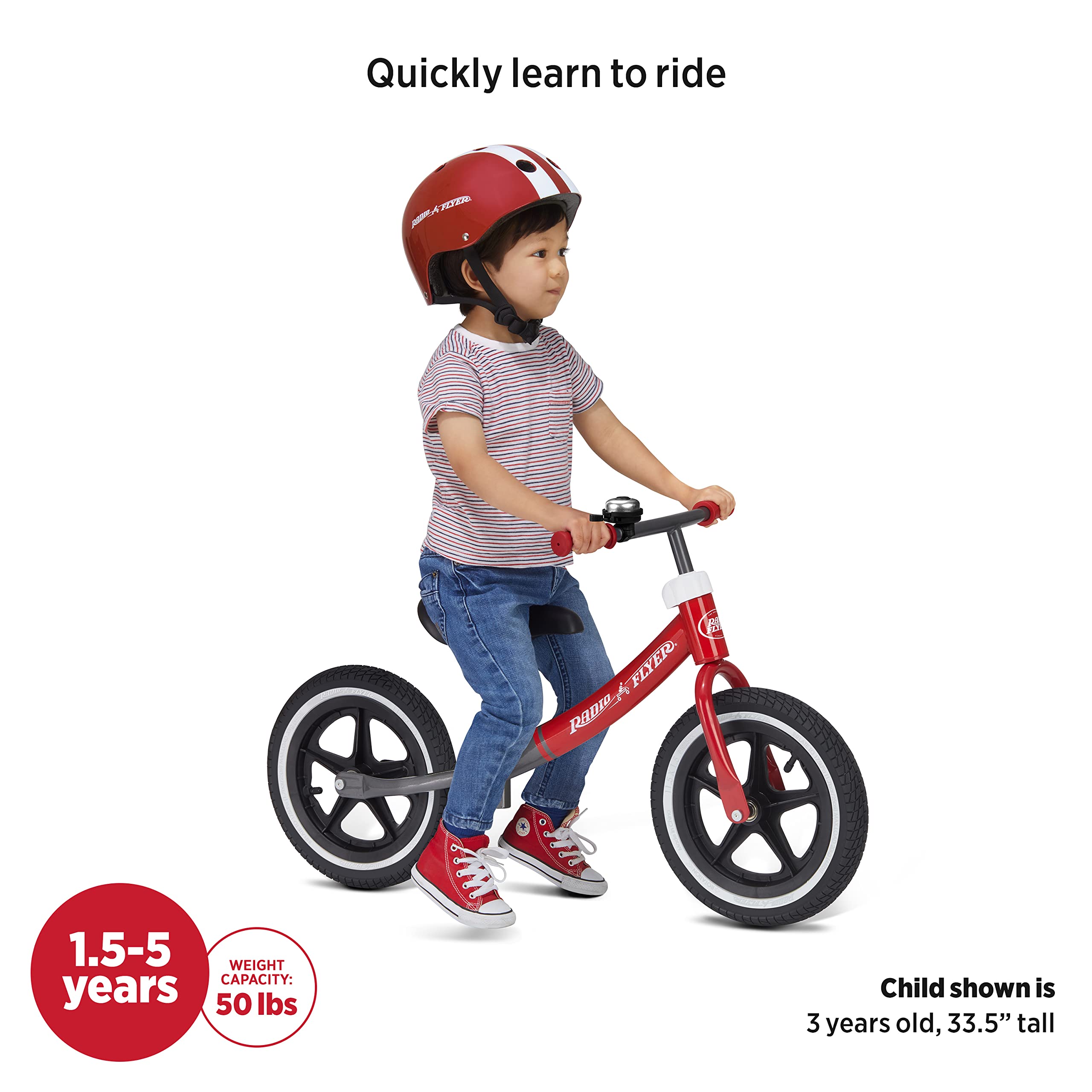 Radio Flyer Air Ride Balance Bike, Toddler Bike, Red and Black Bike for Ages 1.5-5 (Amazon Exclusive)